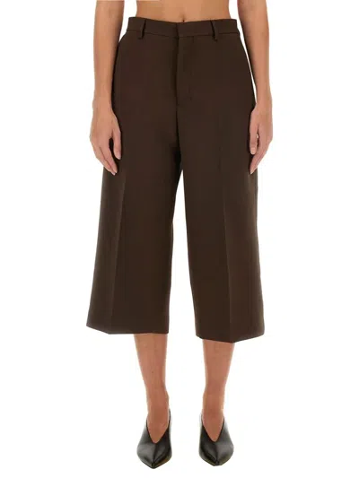 Ami Alexandre Mattiussi Ami Paris Cropped Military Bermuda Pants In Brown
