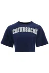 Ami Alexandre Mattiussi Alexandre Mattiussi Logo-print Cropped T-shirt In Navy