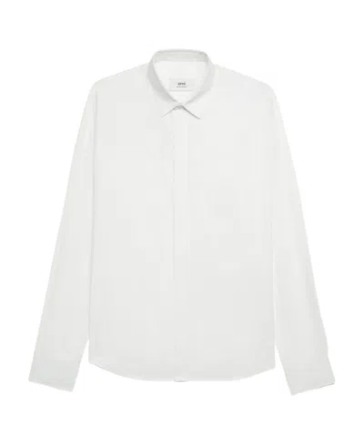 Ami Alexandre Mattiussi Ami Paris Curved Hem Long-sleeved Shirt In White
