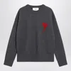 Ami Alexandre Mattiussi Crew Neck Long Sleeve Sweater With Ribbed Edges In Gray