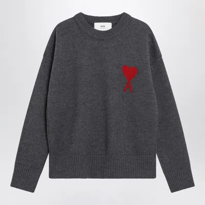 AMI ALEXANDRE MATTIUSSI AMI PARIS DARK GREY AMI DE COEUR SWEATER