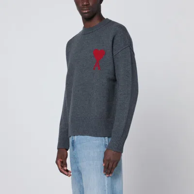 Ami Alexandre Mattiussi Dark Grey Ami De Coeur Sweater In Gray