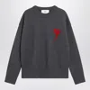 Ami Alexandre Mattiussi Crew Neck Long Sleeve Sweater With Ribbed Edges In Gray