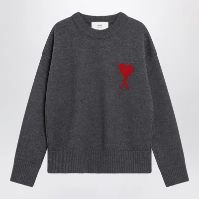 AMI ALEXANDRE MATTIUSSI AMI PARIS DARK GREY AMI DE COEUR SWEATER MEN