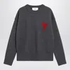 Ami Alexandre Mattiussi Crew Neck Long Sleeve Sweater With Ribbed Edges In Black