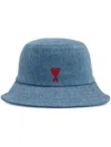 Ami Alexandre Mattiussi Ami Paris Blue Fisherman Hat With Logo Embroidered On The Front In Denim Woman In Bleu Used