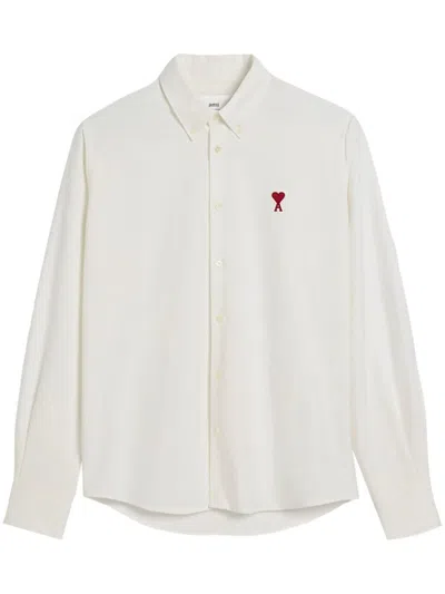 Ami Alexandre Mattiussi Ami Paris De Coeur Cotton Shirt In Blanc Naturel