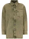Ami Alexandre Mattiussi Army Green Denim Oversize Shirt In Laurier