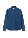 AMI ALEXANDRE MATTIUSSI AMI PARIS  DE COEUR-EMBROIDERED DENIM SHIRT