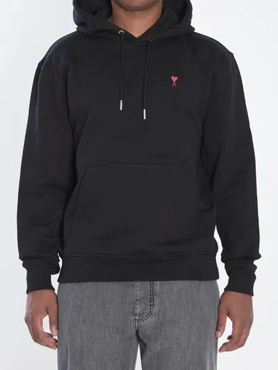 Ami Alexandre Mattiussi Ami Paris Men Ami De Coeur Hoodie In Black