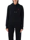 Ami Alexandre Mattiussi Ami Black Cotton Hoodie With Embroidered Logo And Functional Pockets In Black