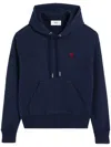 Ami Alexandre Mattiussi Long-sleeved Hooded Sweatshirt In Blue