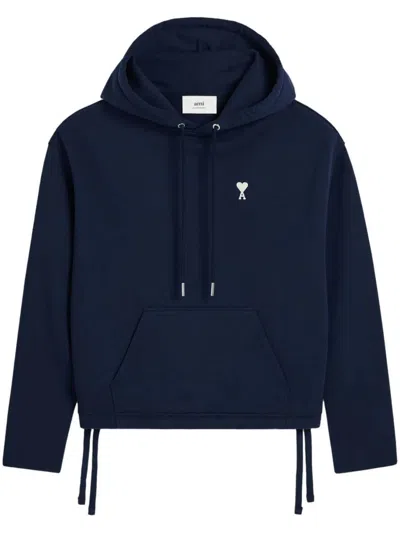 Ami Alexandre Mattiussi Ami Paris De Coeur Hoodie In Bleu Nuit