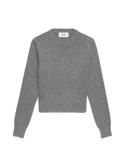 Ami Alexandre Mattiussi Ami Paris De Coeur Logo Cashmere Blend Sweater In Gray