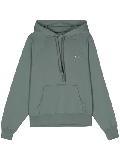 Ami Alexandre Mattiussi Ami Paris De Coeur Logo-print Hoodie In Antique Clay