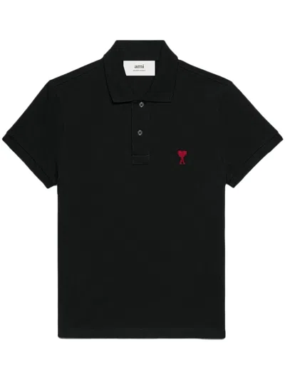 Ami Alexandre Mattiussi Ami Paris De Coeur Polo Shirt In Black