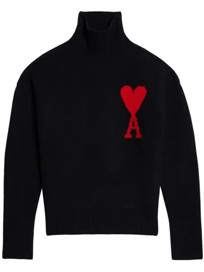 Ami Alexandre Mattiussi Ami Paris  De Coeur Roll-neck Wool Jumper In Multicolor