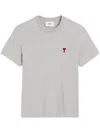 Ami Alexandre Mattiussi Ami Grey Organic Cotton T-shirt With Signature Monogram Motif In White