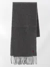 Ami Alexandre Mattiussi Ami De Coeur-embroidery Fringed Scarf In Gray