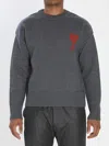 Ami Alexandre Mattiussi Crew Neck Long Sleeve Sweater With Ribbed Edges In Gold