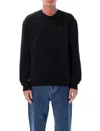 Ami Alexandre Mattiussi Classic Black Sweater With Round Neckline And Emblem Detail In Black