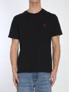 Ami Alexandre Mattiussi Logo-embroidered Organic Cotton-jersey T-shirt In Black