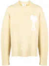 Ami Alexandre Mattiussi Ami Paris De Coeur Wool Blend Sweater In Vanilla Cream/ivory