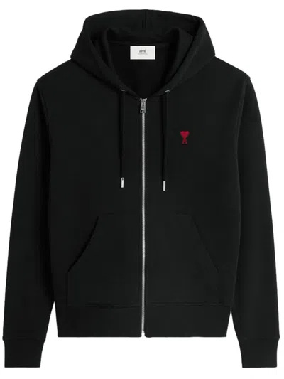 Ami Alexandre Mattiussi Ami Paris De Coeur Zip-up Hoodie In Black