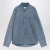 Ami Alexandre Mattiussi Ami Paris Ami De Coeur Embroidered Cotton Denim Button-down Shirt