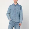 Ami Alexandre Mattiussi Classic Blue Denim Shirt With Structured Collar And Button-down Front In Blue
