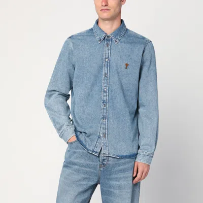 Ami Alexandre Mattiussi Denim Ami De Coeur Shirt In Blue