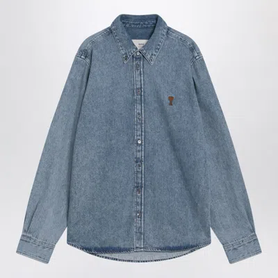 Ami Alexandre Mattiussi Ami Paris Denim Ami Paris De Coeur Shirt In Blue