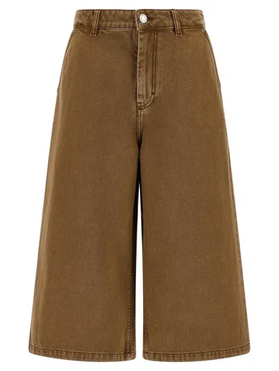 Ami Alexandre Mattiussi Ami Paris Garment-dyed Cotton Bermuda Shorts In Brown
