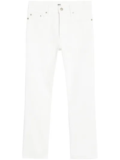 Ami Alexandre Mattiussi Ami Paris Denim Cropped Pants In White