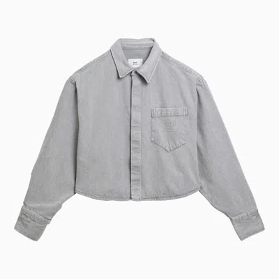 Ami Alexandre Mattiussi Ami Paris Denim Cropped Shirt In Gray
