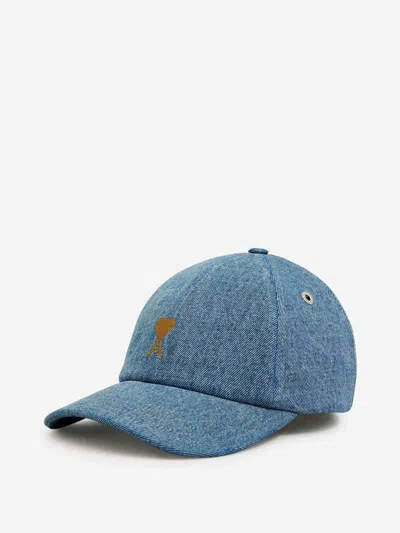 Ami Alexandre Mattiussi Ami Paris Denim Embroidered Cap In Blue