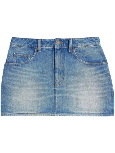 Ami Alexandre Mattiussi Denim Mini Skirt Blue For Women