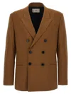 Ami Alexandre Mattiussi Ami Double-breasted Light Wool Twill Blazer In Brown