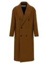 Ami Alexandre Mattiussi Double-breasted Coat Featuring Back Vent And Notched Lapels In Brown