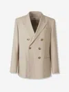 Ami Alexandre Mattiussi Ami Paris Double-breasted Wool Jacket In Sand