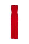 Ami Alexandre Mattiussi Ami Paris Red Long Sleeveless Dress With Round Neck In Viscose Blend Woman In Black