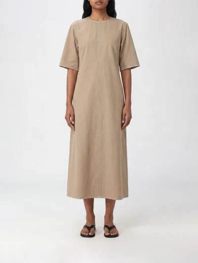 Ami Alexandre Mattiussi Ami Paris Cotton Long Fitted Dress In Neutral