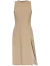 Ami Alexandre Mattiussi Crew Neck Knee Length Side Slit Sleeveless In Taupe/beige