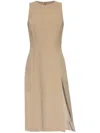 Ami Alexandre Mattiussi Crew Neck Knee Length Side Slit Sleeveless In Taupe/beige