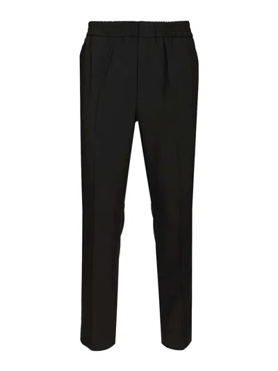 Ami Alexandre Mattiussi Black Wool Serge Trousers With Elasticated Waistband