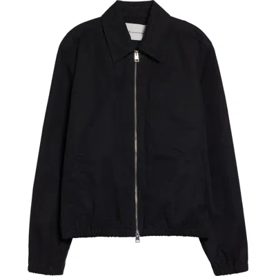 Ami Alexandre Mattiussi Ami Paris Embossed Logo Cotton Zip Jacket In Black