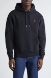 Ami Alexandre Mattiussi Ami Paris Embroidered Ami De Coeur Cotton Hoodie In Black