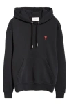 Ami Alexandre Mattiussi Hoodie Sweatshirt With Red Ami De Coeur Patch In Noir
