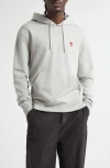 Ami Alexandre Mattiussi Pullover Hoodie With Drawstring And Embroidered Logo In Gray