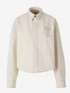Ami Alexandre Mattiussi Beige Cotton Ami De Coeur Cropped Denim Shirt In Beige